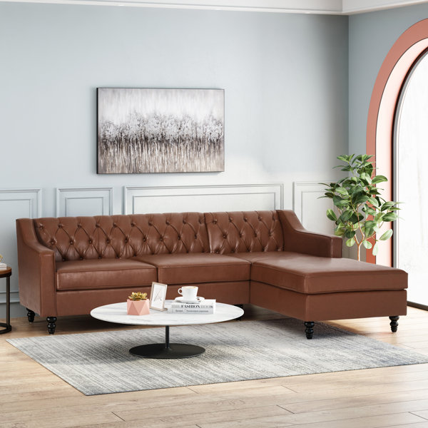 Alcott Hill® 97" Wide Faux Leather 4 Seater Chaise Lounge Sectional Sofa Wayfair Canada